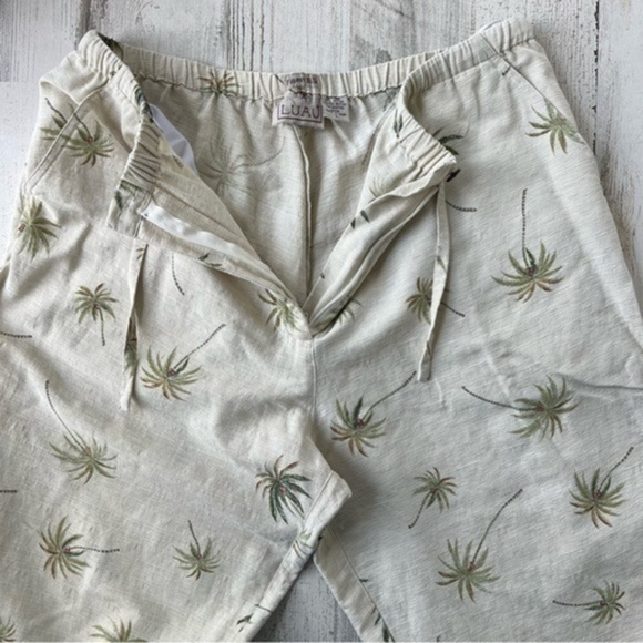 Laua Silk Pants Size Large Tropical Vacation Palm Prints‎ - Picture 5 of 16